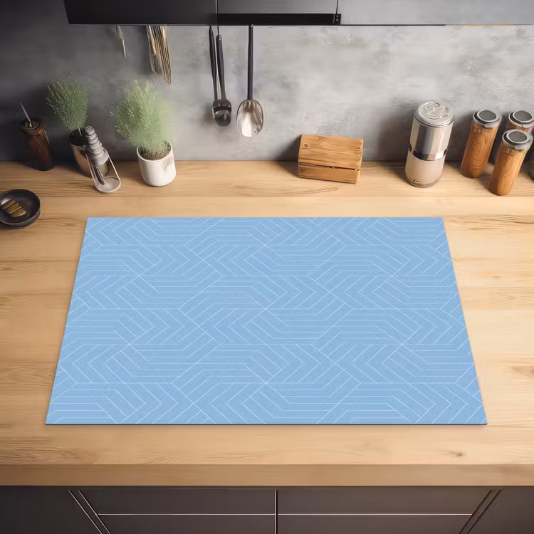 Blauw - Wit - Lijnen - Patroon Inductie beschermer vinyl 3mm klein 276 -sfeer5