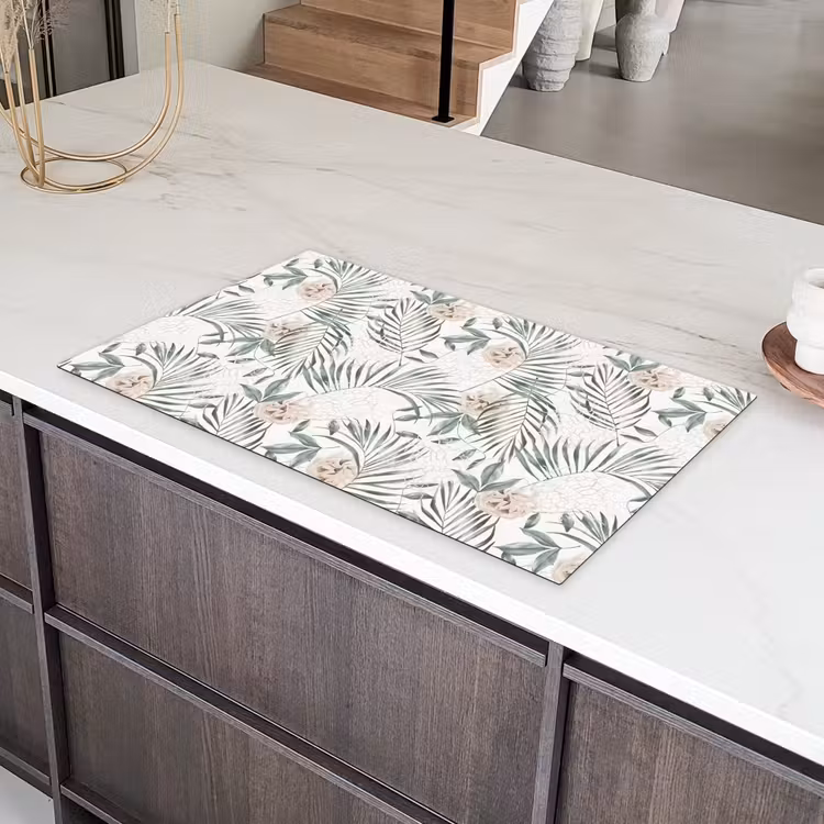 Bohemian - Bladeren - Bloemen - Tropisch Inductie beschermer vinyl 3mm groot -sfeer8