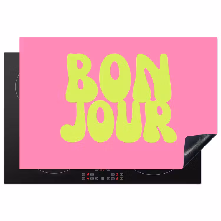 Bonjour - Roze - Fel groen Inductie beschermer vinyl 3mm klein -3d