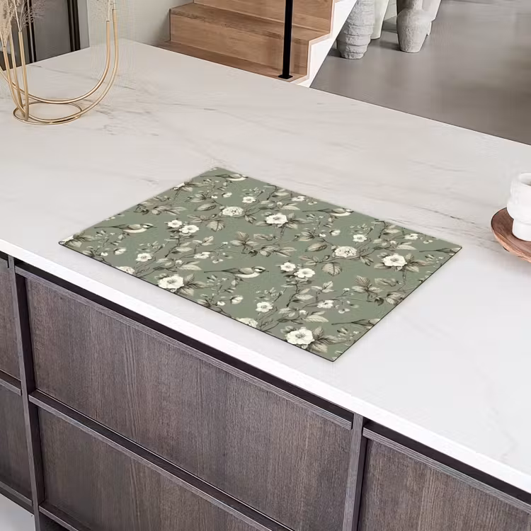 Botanisch - Vogels - Groen Inductie beschermer vinyl 3mm klein 276 -sfeer8