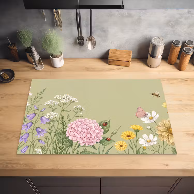 Botanisch - Bloemen - Kleurrijk Inductie beschermer vinyl 3mm klein -sfeer5