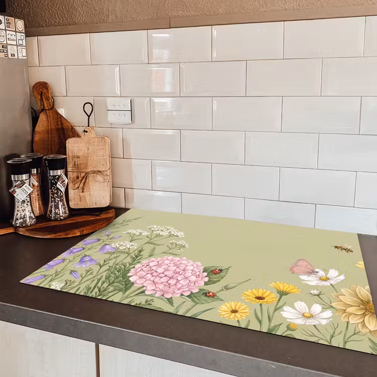 Botanisch - Bloemen - Kleurrijk Inductie beschermer vinyl 3mm klein -sfeer3