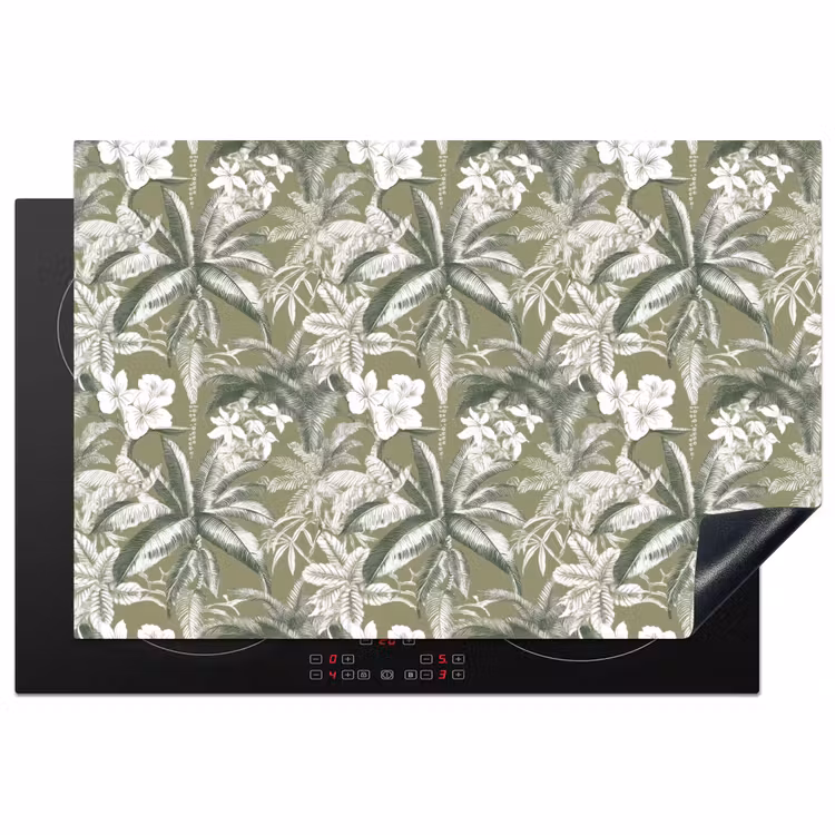Botanisch - Bloemen - Groen Inductie beschermer vinyl 3mm klein 276 -3d