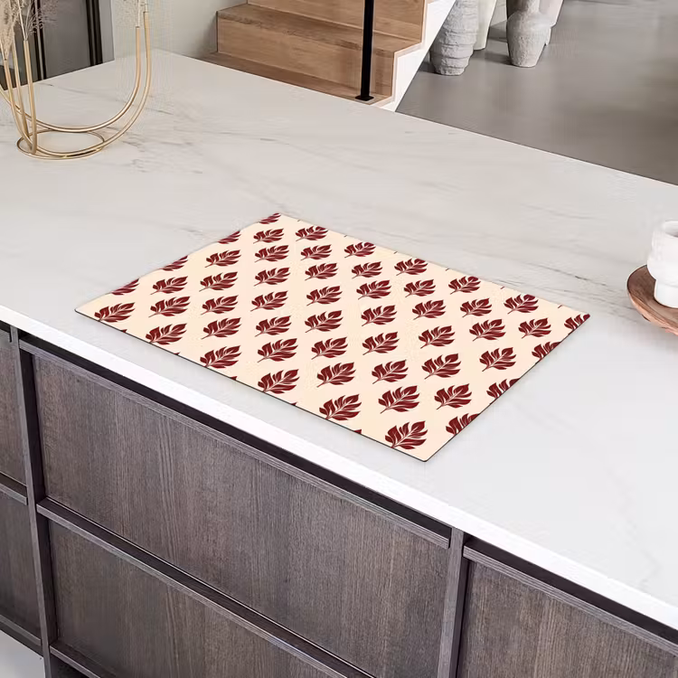 Botanisch - Patroon - Bordeaux Inductie beschermer vinyl 3mm klein 276 -sfeer8