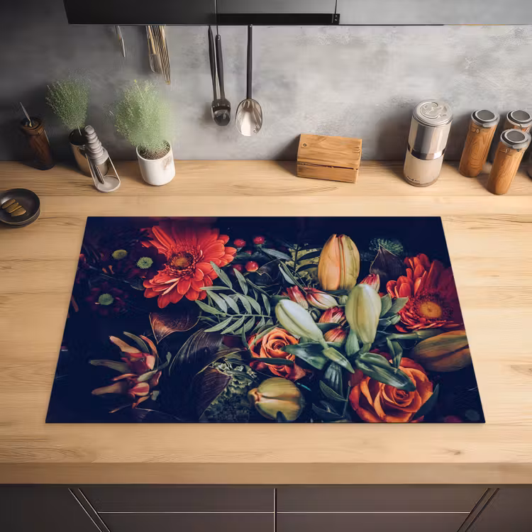 Boeket - Stilleven - Bloemen - Planten - Rood Inductie beschermer vinyl 3mm klein -sfeer5