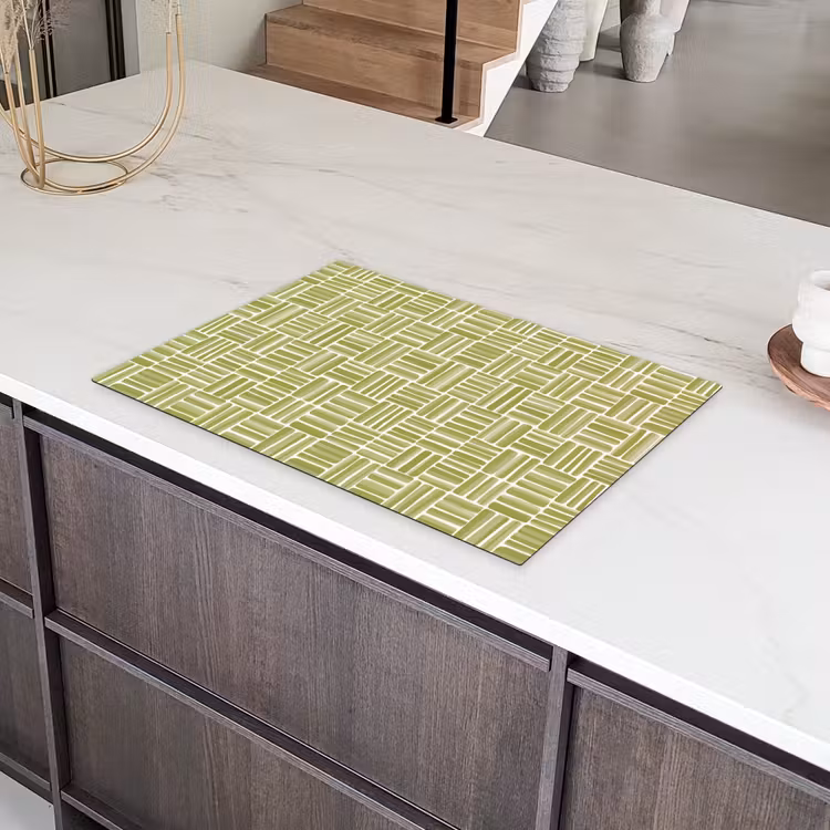 Vlecht - Patroon - Groen Inductie beschermer vinyl 3mm klein 276 -sfeer8