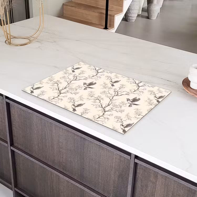 Takken - Vogels - Beige Inductie beschermer vinyl 3mm klein 276 -sfeer8
