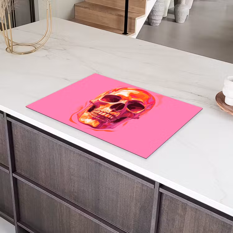 Felroze - Tanden - Schedel Inductie beschermer vinyl 3mm klein -sfeer8