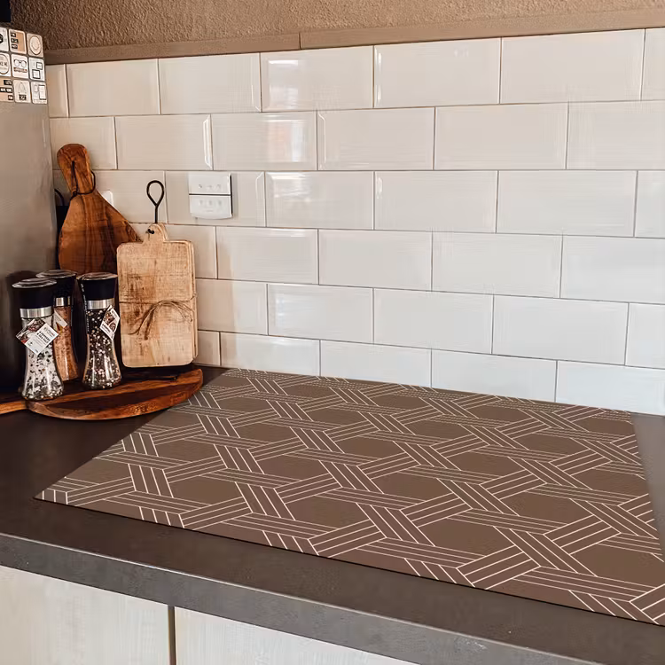 Bruin - Lijnen - Patroon Inductie beschermer vinyl 3mm klein 276 -sfeer3