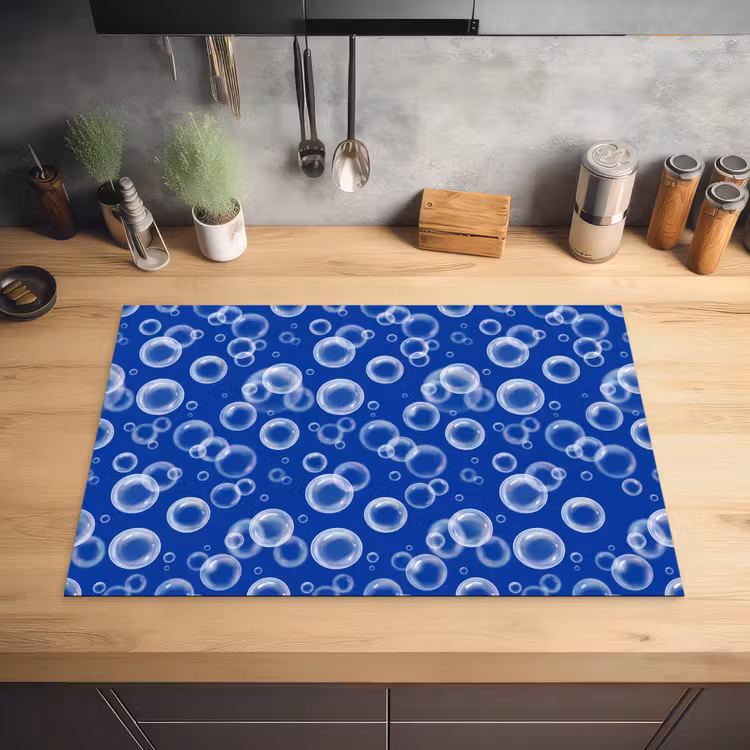 Bubbels - Patroon - Blauw Inductie beschermer vinyl 3mm klein -sfeer5