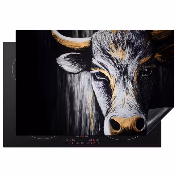 Stier - Hoorns - Snuit - Goud Inductie beschermer vinyl 3mm klein -3d