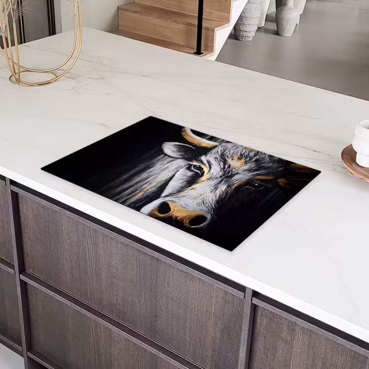Stier - Hoorns - Snuit - Goud Inductie beschermer vinyl 3mm klein -sfeer8