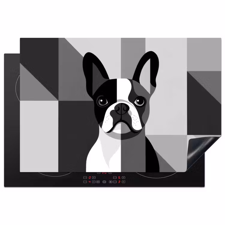 Buldog - Zwart - Abstract - Vlakken Inductie beschermer vinyl 3mm klein -3d
