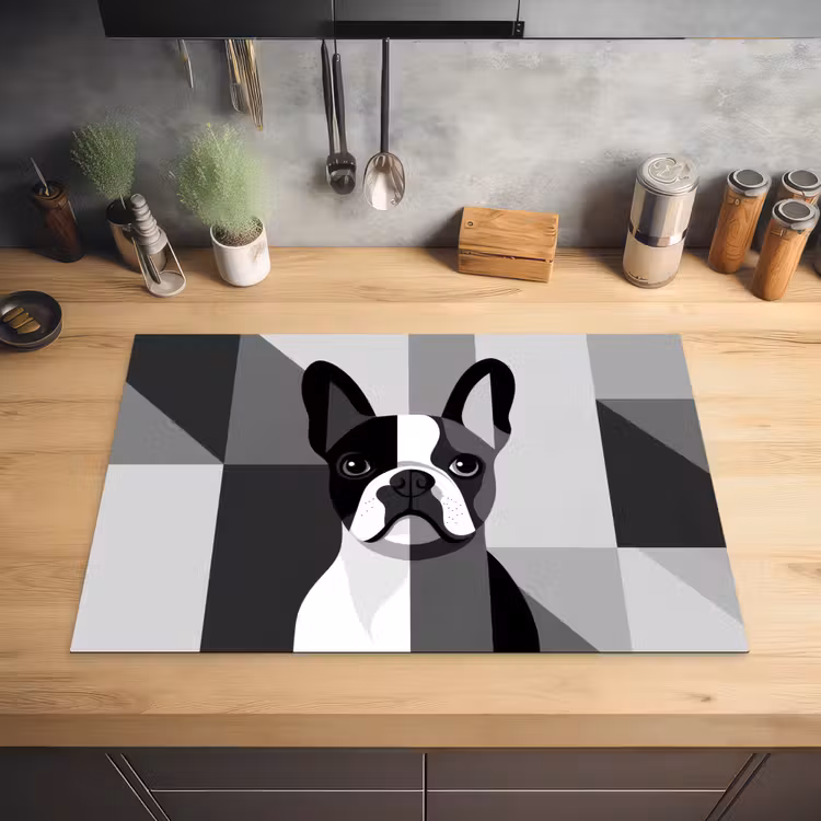 Buldog - Zwart - Abstract - Vlakken Inductie beschermer vinyl 3mm klein -sfeer5