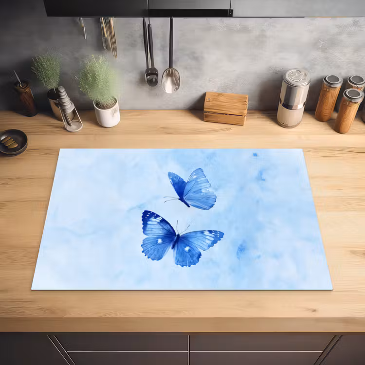 Vlinders - Sierlijk - Blauw Inductie beschermer vinyl 3mm klein -sfeer5