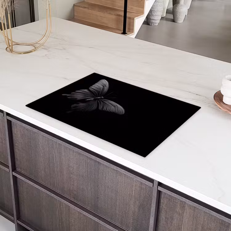 Vlinder - Zwart - Insect - Dieren Inductie beschermer vinyl 3mm klein -sfeer8