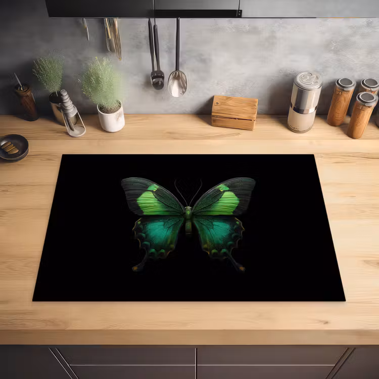Vlinder - Groen - Opvallend Inductie beschermer vinyl 3mm klein -sfeer5
