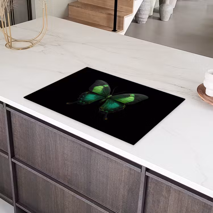 Vlinder - Groen - Opvallend Inductie beschermer vinyl 3mm klein -sfeer8