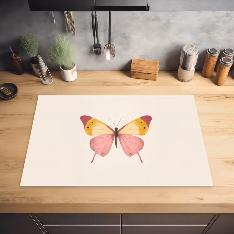 Vlinder - Illustratie - Roze Inductie beschermer vinyl 3mm klein -sfeer5