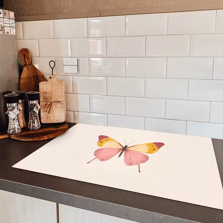 Vlinder - Illustratie - Roze Inductie beschermer vinyl 3mm klein -sfeer3
