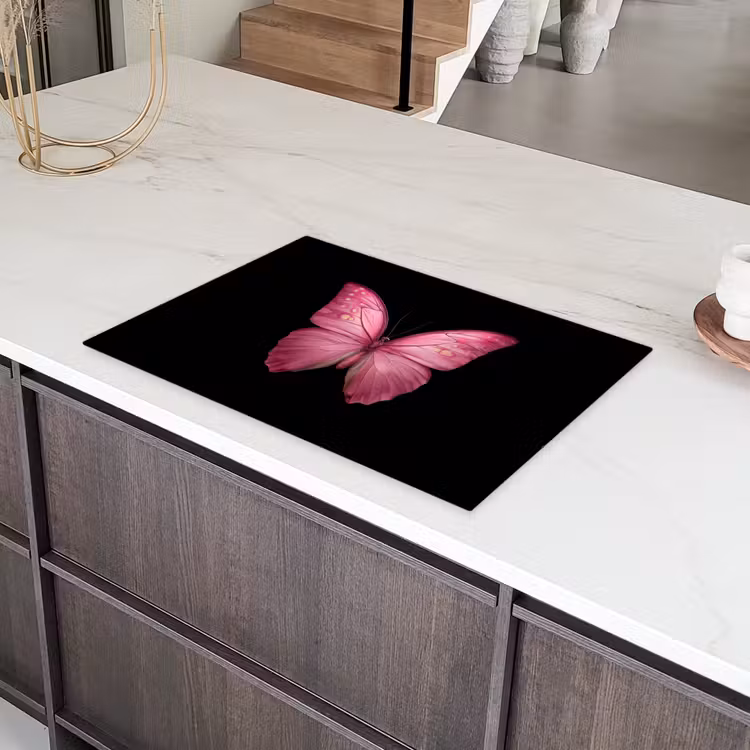 Vlinder - roze - Elegant Inductie beschermer vinyl 3mm klein -sfeer8