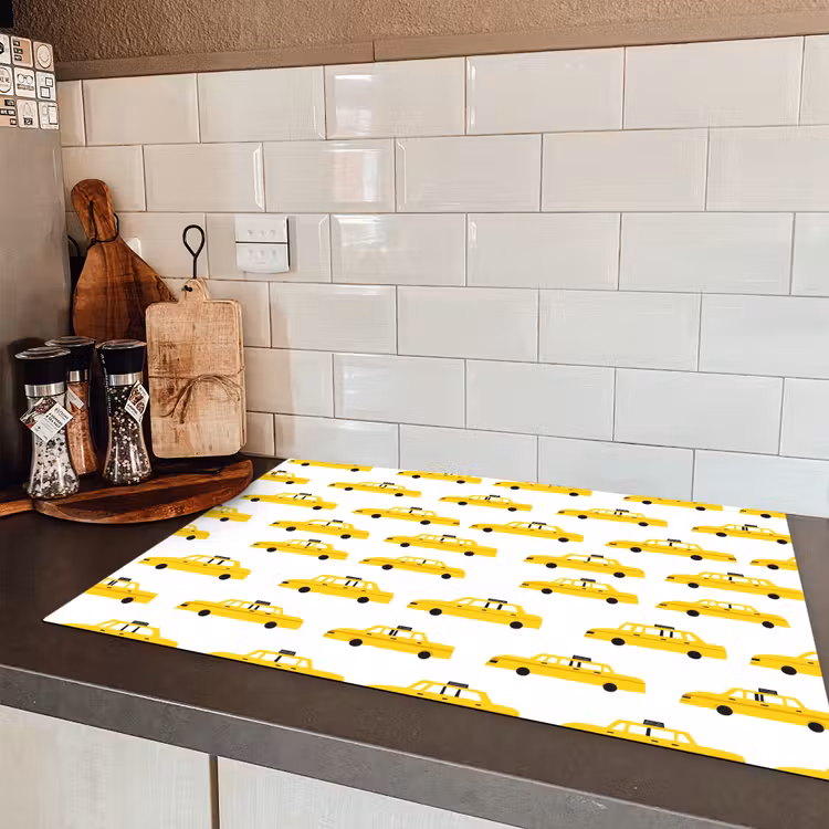 Taxi - Iconisch - Geel Inductie beschermer vinyl 3mm klein 276 -sfeer3