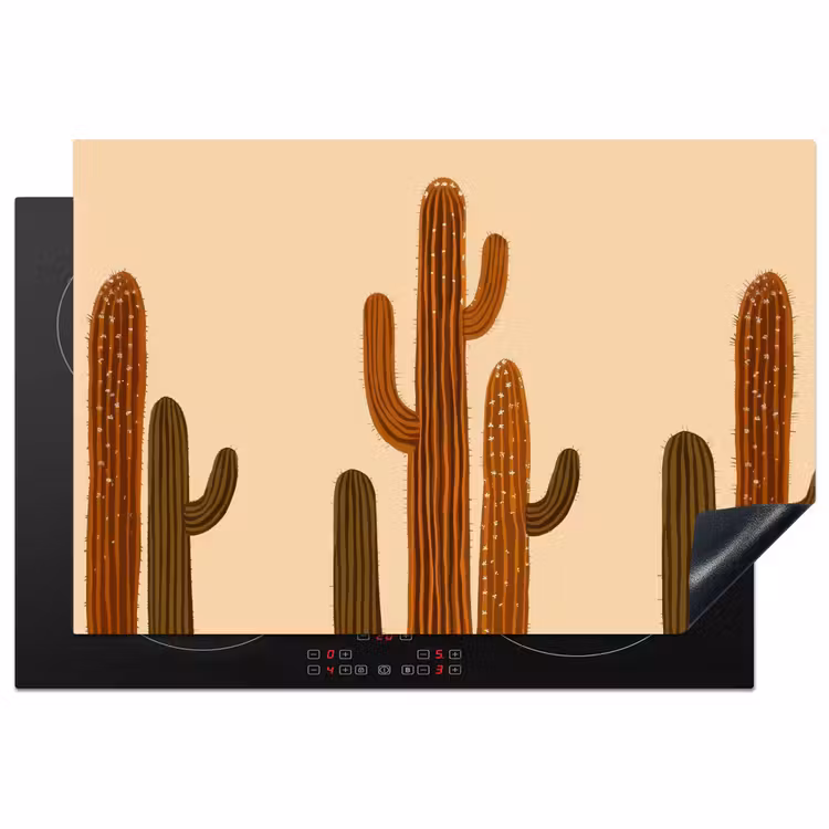 Cactus - Woestijn - Zand - Bruin Inductie beschermer vinyl 3mm klein -3d