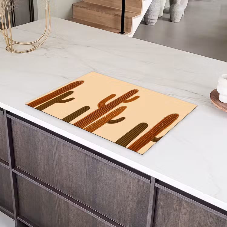 Cactus - Woestijn - Zand - Bruin Inductie beschermer vinyl 3mm klein -sfeer8