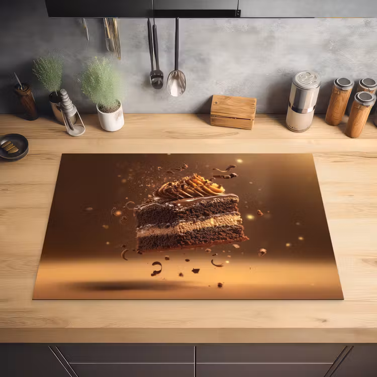 Taart - Chocolade - Eten - Brownie Inductie beschermer vinyl 3mm klein -sfeer5