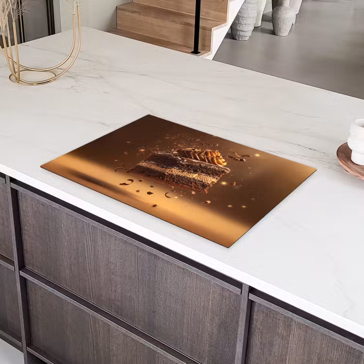 Taart - Chocolade - Eten - Brownie Inductie beschermer vinyl 3mm klein -sfeer8