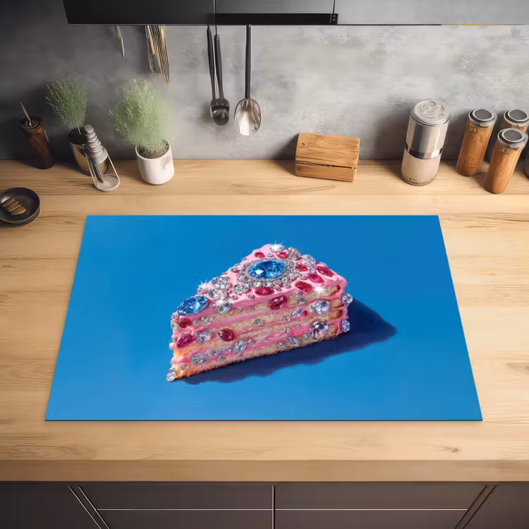 Taart - Edelstenen - Glitters - Roze Inductie beschermer vinyl 3mm klein -sfeer5