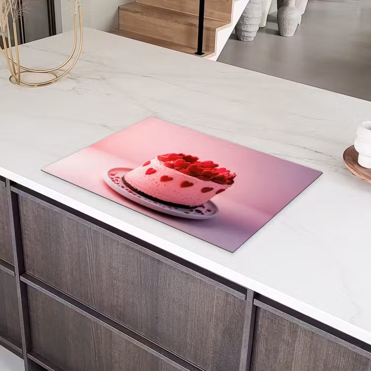 Taart - Hart - Roze Inductie beschermer vinyl 3mm klein -sfeer8
