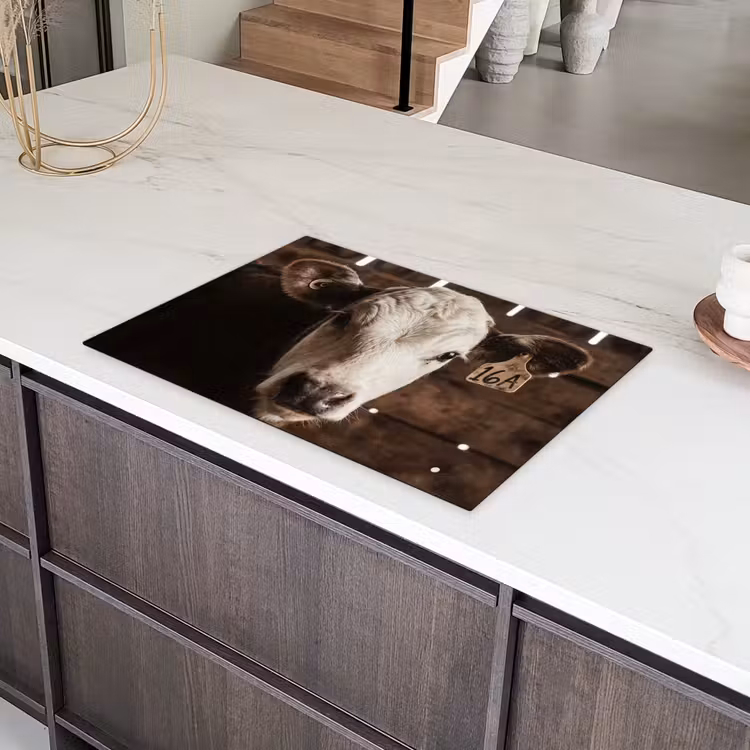 Kalf - Oormerk - Houten stal Inductie beschermer vinyl 3mm klein -sfeer8