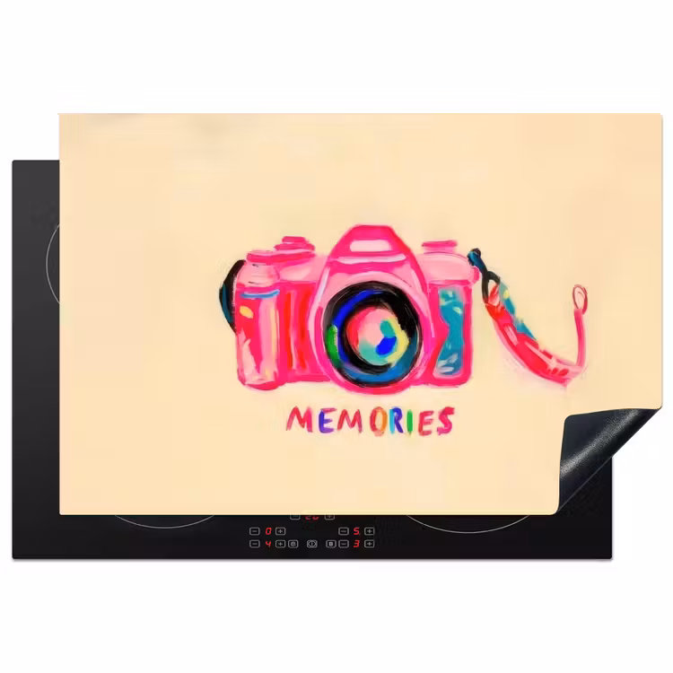 Camera - Memories - Roze - Geschilderd Inductie beschermer vinyl 3mm klein -3d