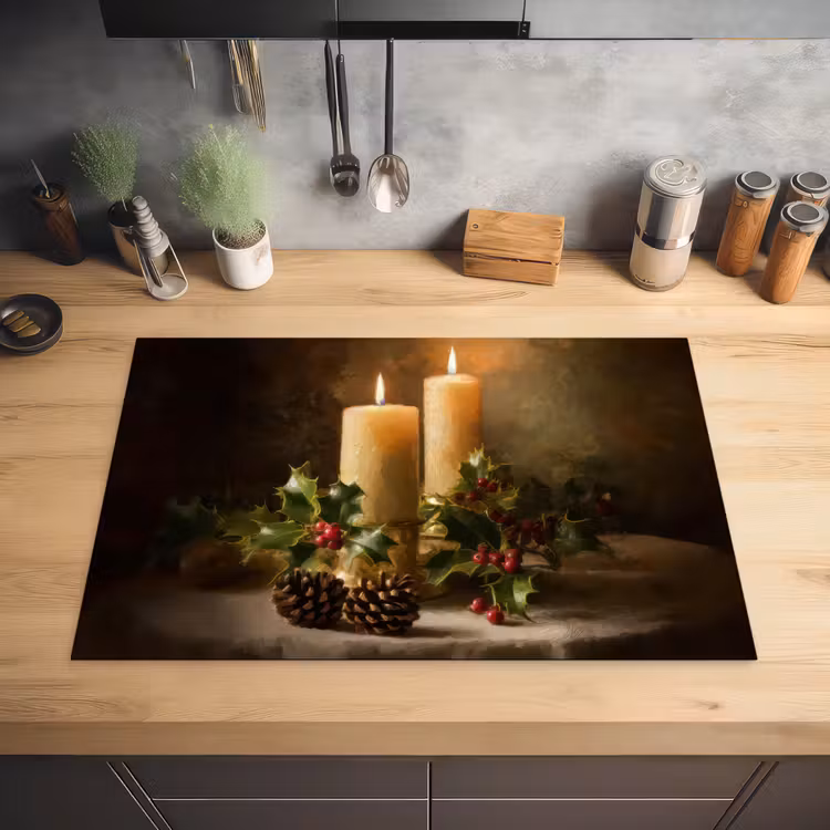 Kaarslicht - Kerst - Veelkleurig Inductie beschermer vinyl 3mm klein -sfeer5