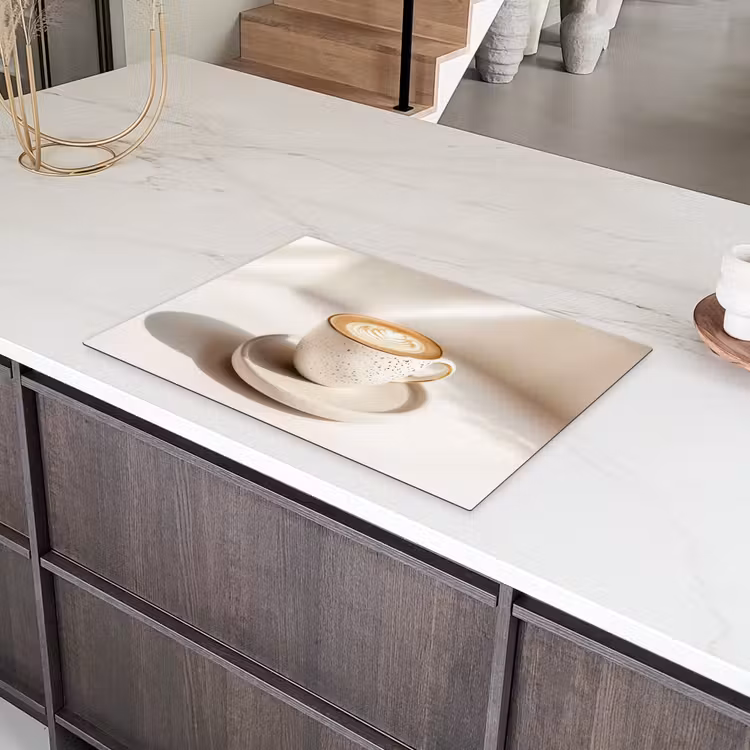 Cappuccino - Schuim - Schotel - Beige Inductie beschermer vinyl 3mm klein -sfeer8