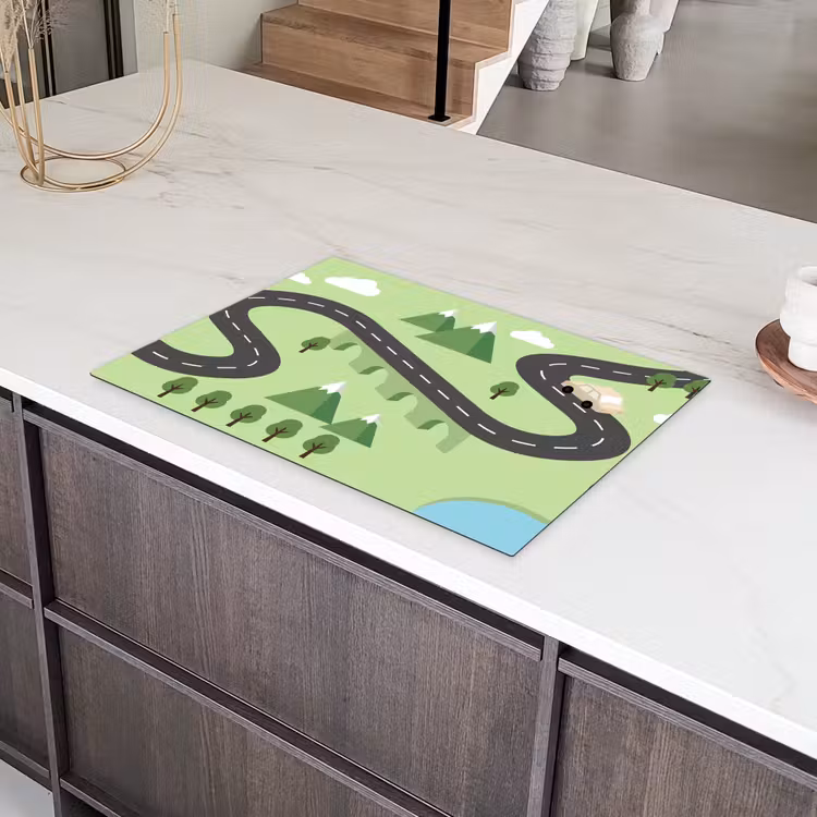 Auto - Bergweg - Natuur - Illustratie Inductie beschermer vinyl 3mm klein -sfeer8