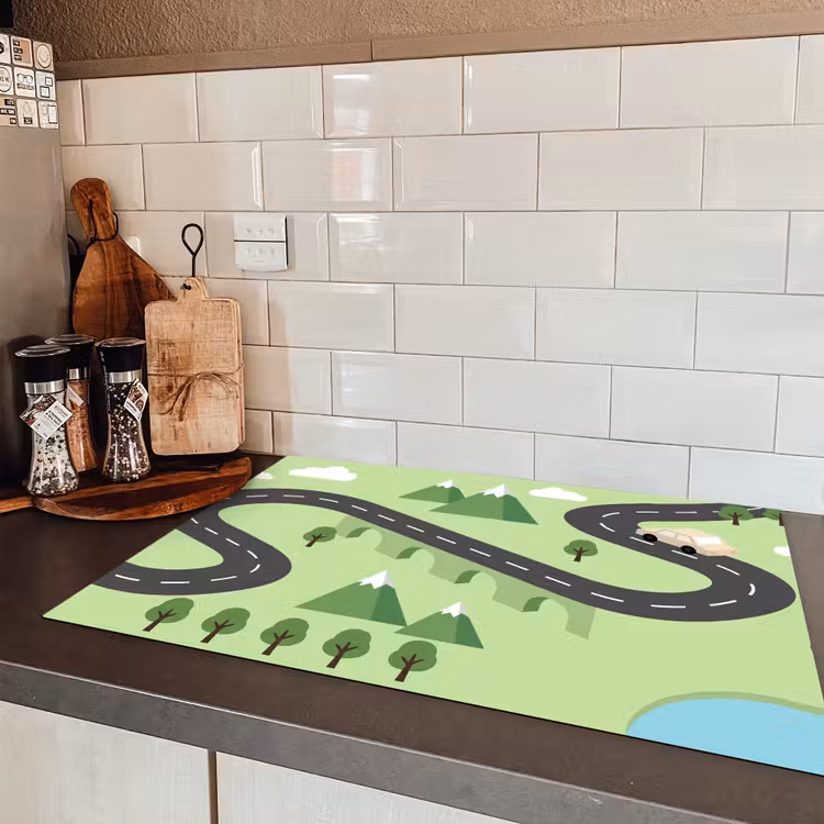 Auto - Bergweg - Natuur - Illustratie Inductie beschermer vinyl 3mm klein -sfeer3