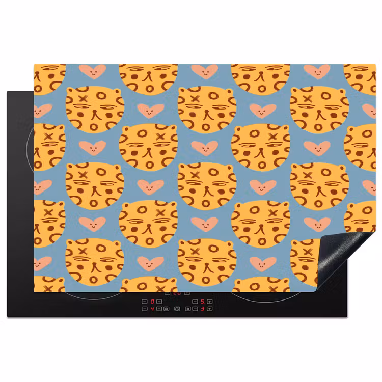 Kattenkoppen - Cirkels - Hartjes - Blauw Inductie beschermer vinyl 3mm klein 276 -3d
