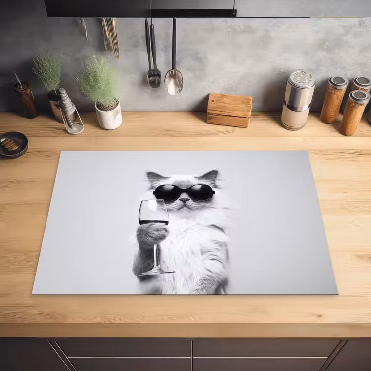 Kat - Zonnebril - Wijnglas - Langharig Inductie beschermer vinyl 3mm klein -sfeer5