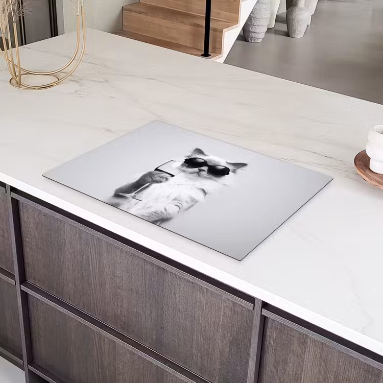 Kat - Zonnebril - Wijnglas - Langharig Inductie beschermer vinyl 3mm klein -sfeer8