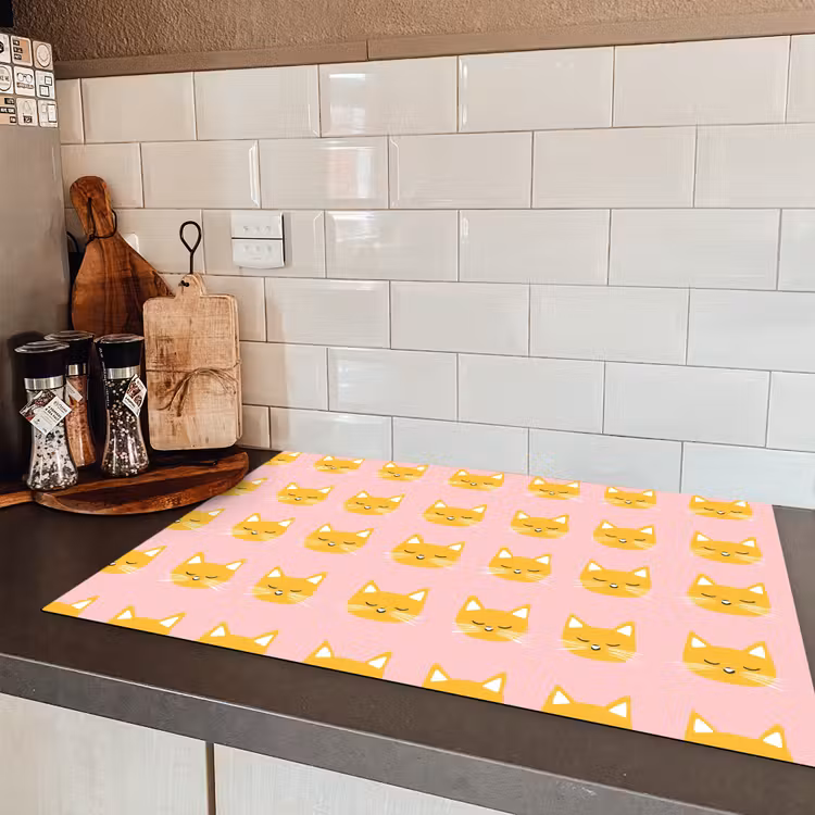 Katten - Patroon - Roze Inductie beschermer vinyl 3mm klein 276 -sfeer3