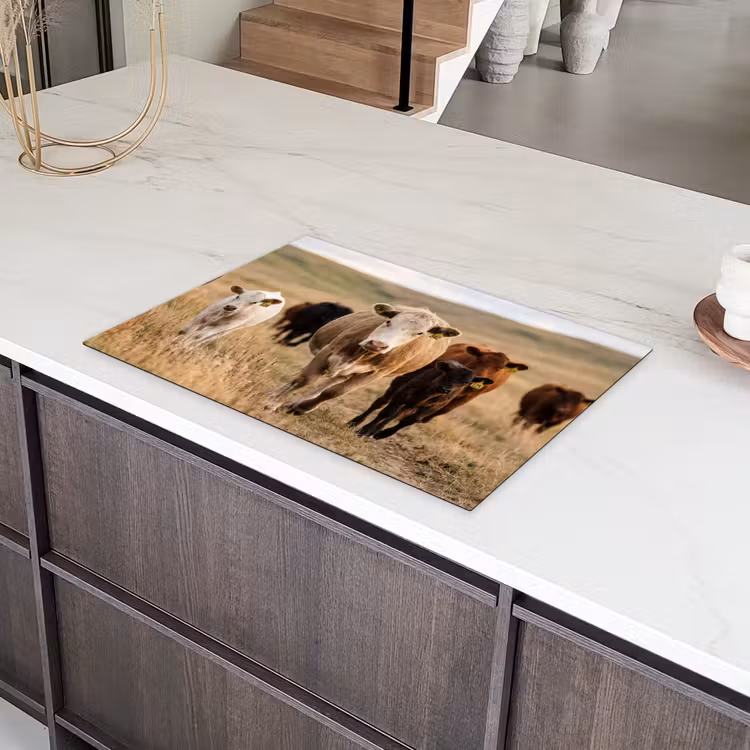 Runderen - Kudde - Landschap - Weide - Rustig Inductie beschermer vinyl 3mm klein -sfeer8