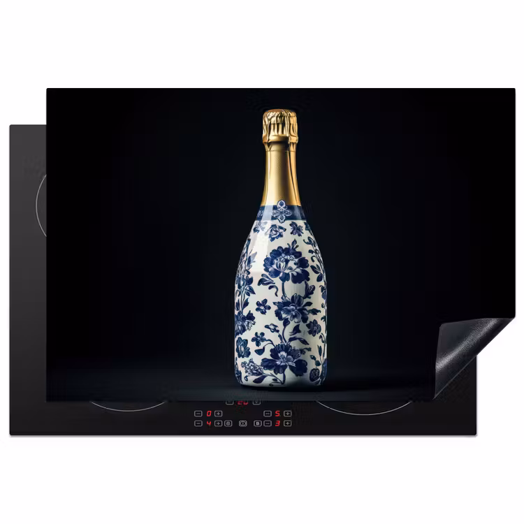 Champagne - Bloemen - Goud - Chique Inductie beschermer vinyl 3mm klein -3d