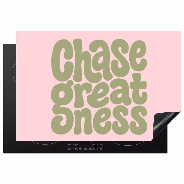 Chase greatness - Groen - Roze - Retro Inductie beschermer vinyl 3mm klein -3d
