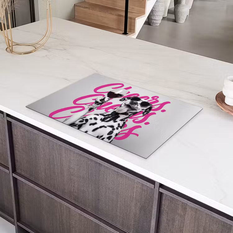Cheers - Hond - Roze - Wijn Inductie beschermer vinyl 3mm klein -sfeer8