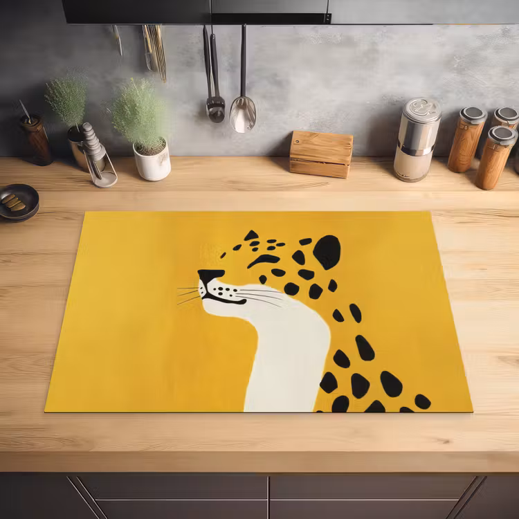 Cheetah - Illustratie - Geel Inductie beschermer vinyl 3mm klein -sfeer5