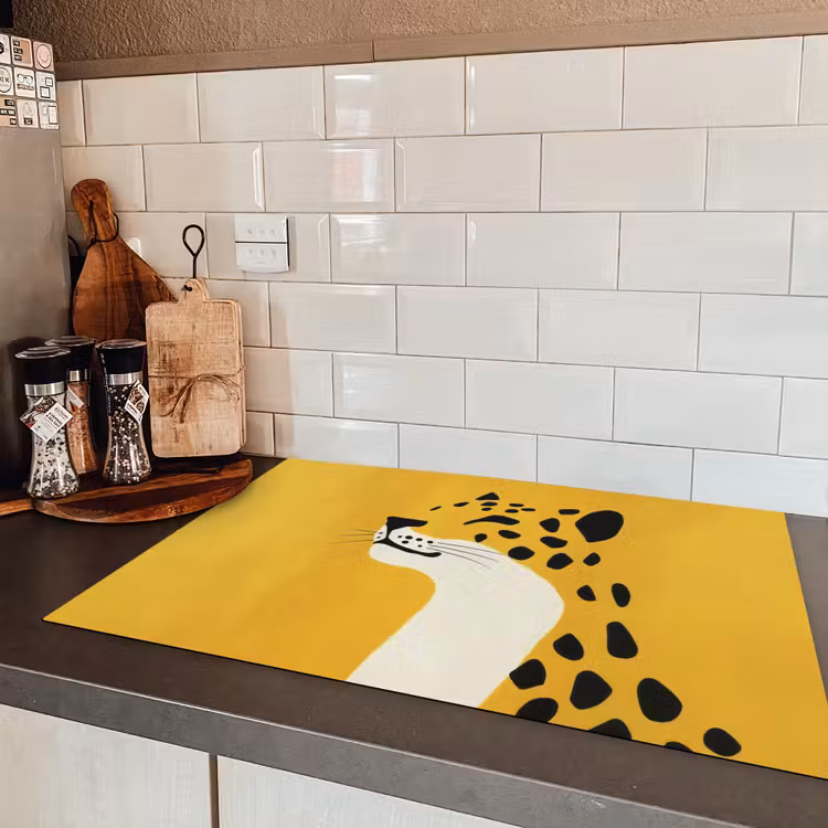 Cheetah - Illustratie - Geel Inductie beschermer vinyl 3mm klein -sfeer3