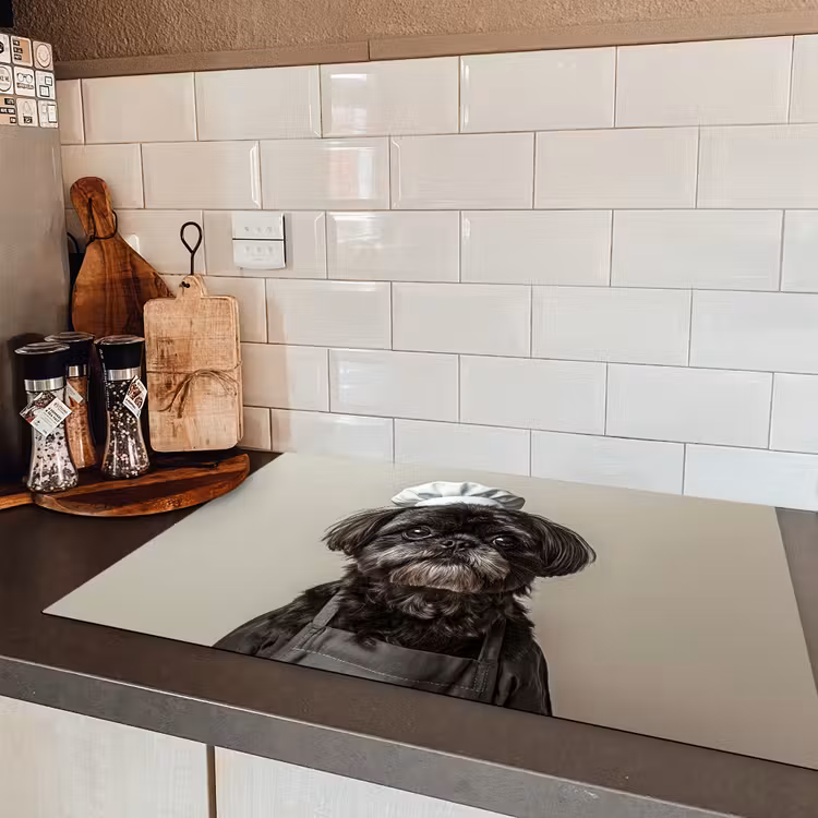 Kokskleding - Zwart - Hondje Inductie beschermer vinyl 3mm klein -sfeer3