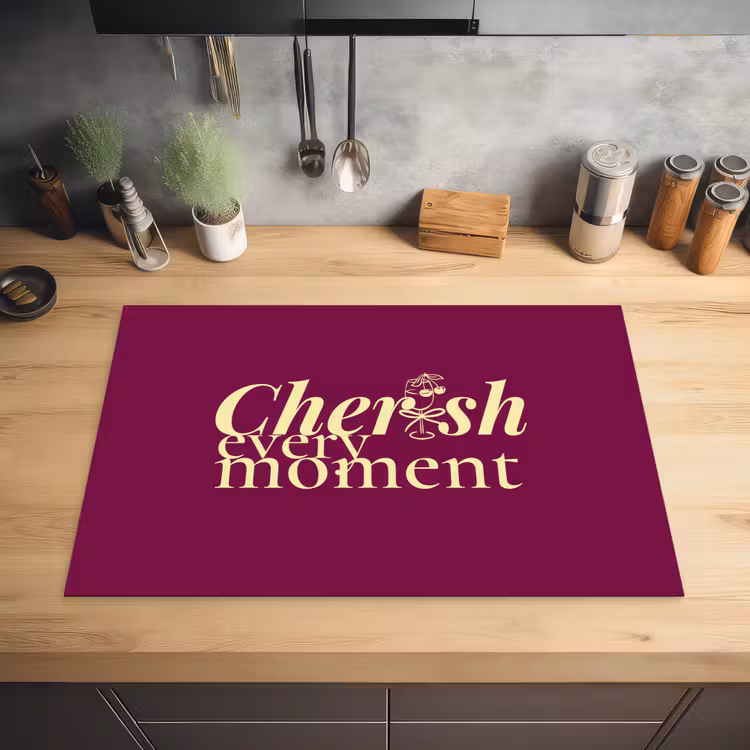 Cherish every moment - Cocktailglas - Bordeaux Inductie beschermer vinyl 3mm klein -sfeer5